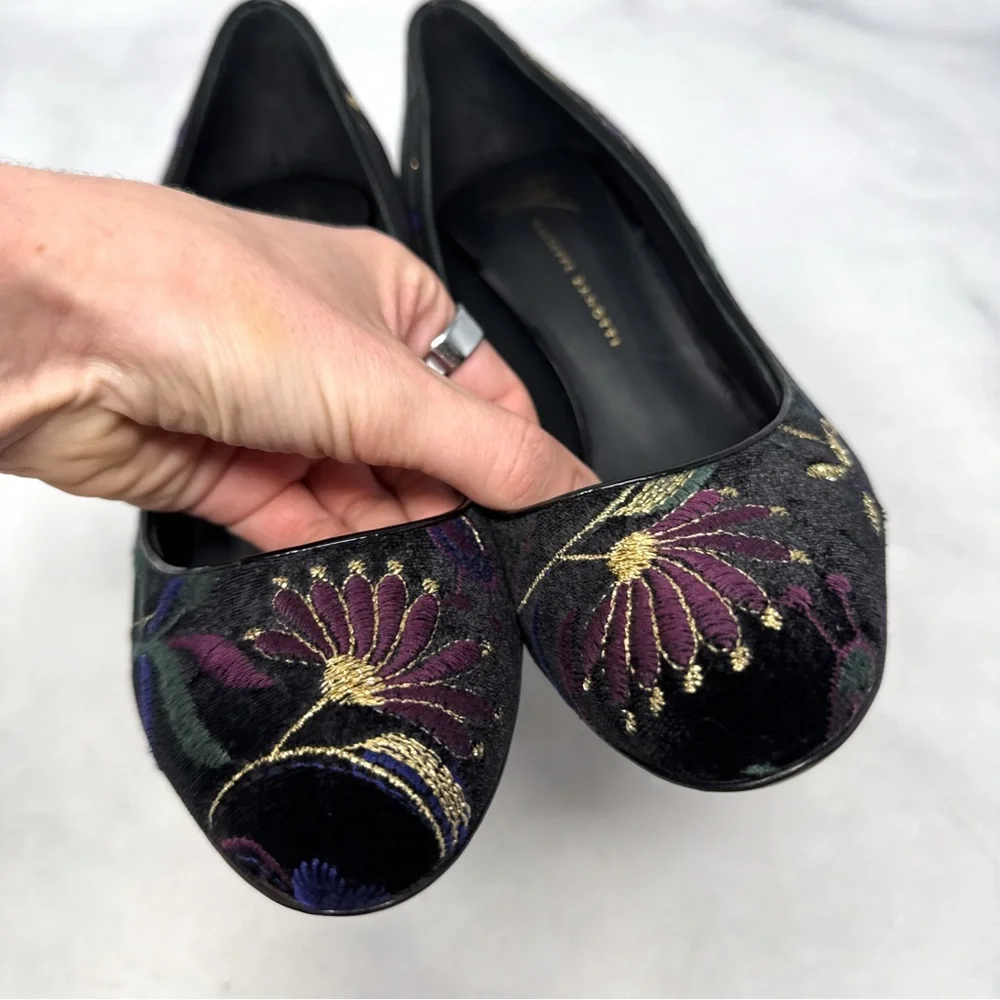 Giuseppe Zanotti Annette Velvet Floral Embroidered Almond Toe Pumps Heels Black